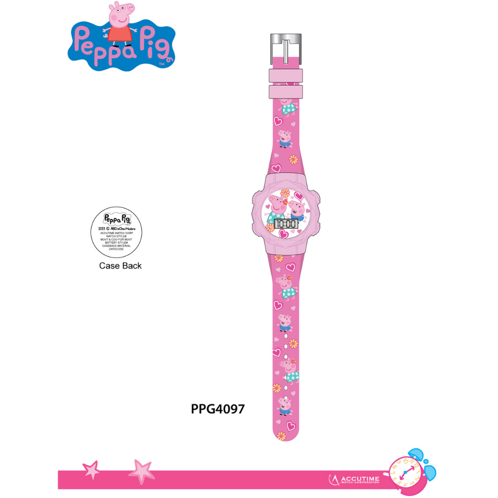 Accutime  | Reloj Peppa Pig Lcd Parpadeante Correa Fucsia Mc