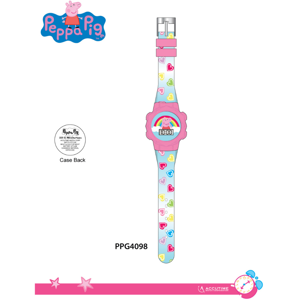 Accutime  | Reloj Peppa Pig Lcd Parpadeante Correa Azul Mc