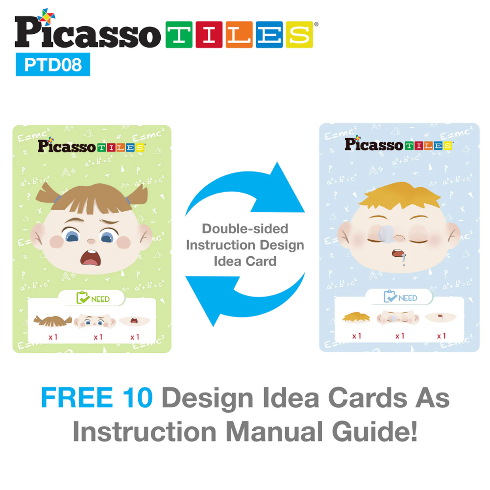 Picasso Tiles | Set de Pegatinas Magnéticas de Caras  108pc