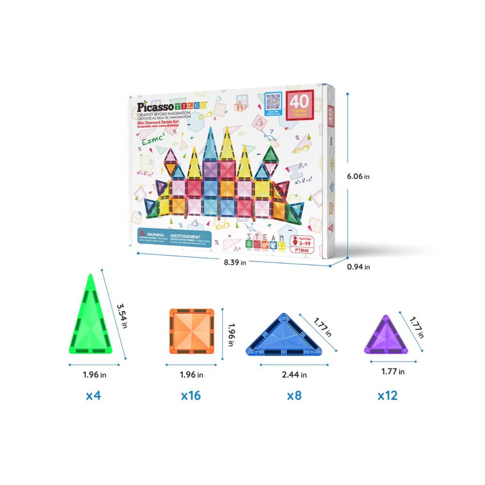 Picasso Tiles | Juego de Azulejos Mini Diamond Travel 40pc