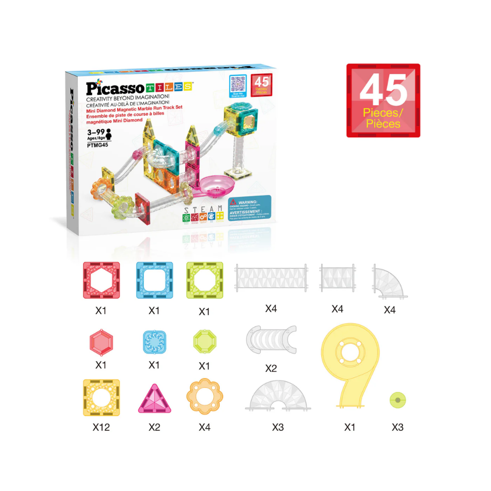 Picasso Tiles | Marble Run Azulejos Magnéticos 45 pc