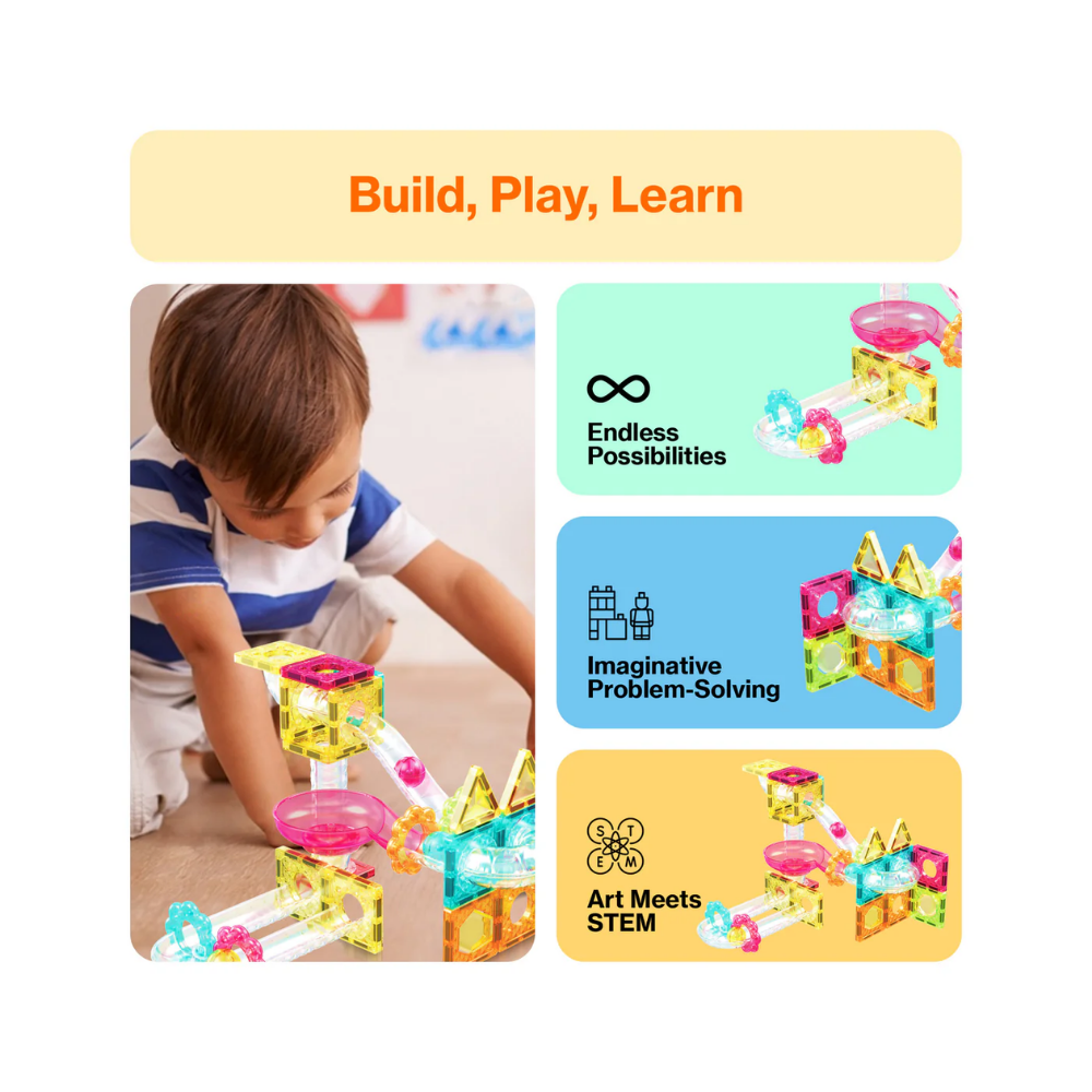 Picasso Tiles | Marble Run Azulejos Magnéticos 45 pc
