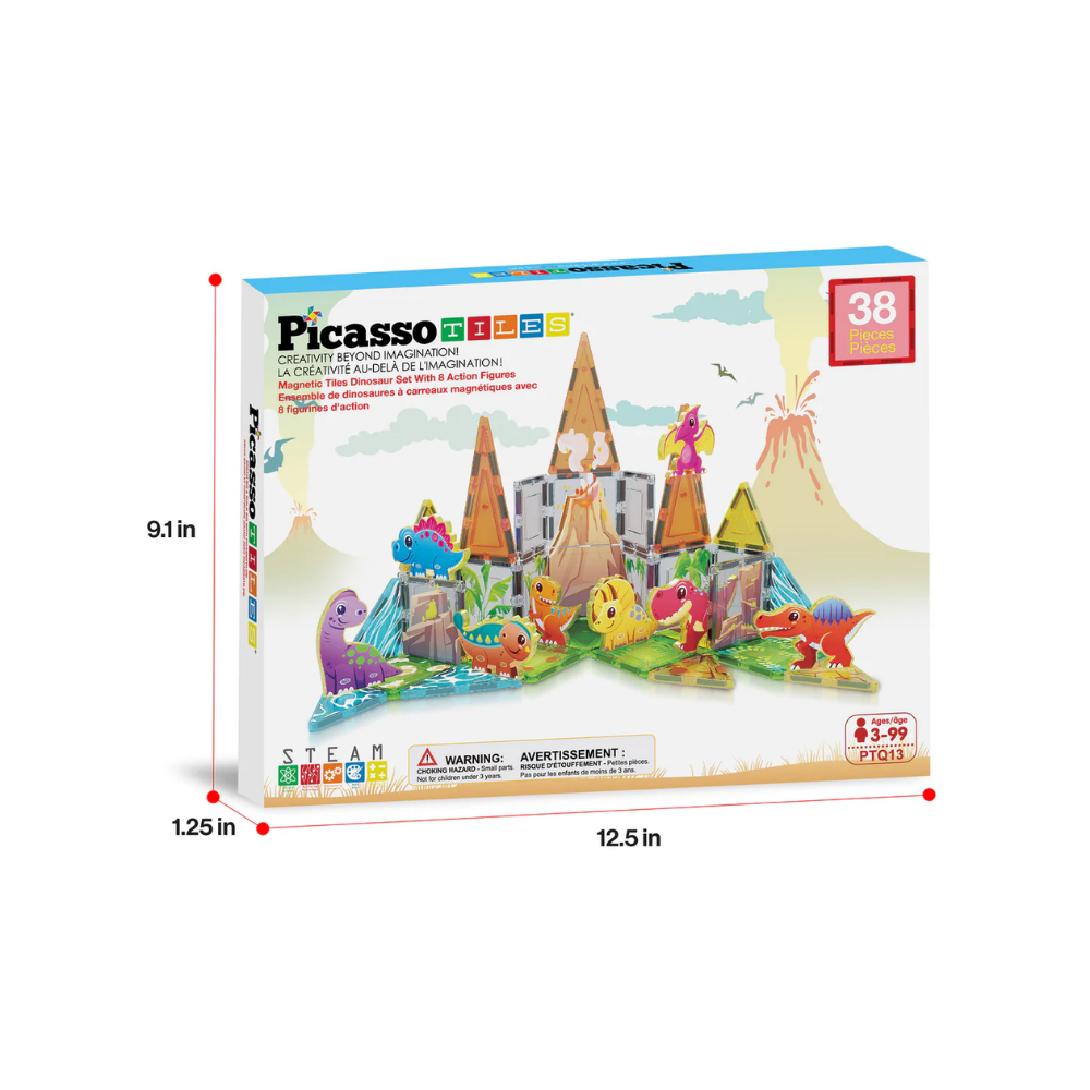 Picasso Tiles | Set de aventura Dino World Magnetic 38 pc