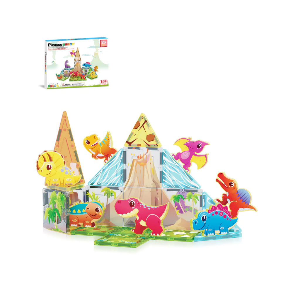 Picasso Tiles | Set de Mosaicos Magnéticos de Dinosaurio 26 pc