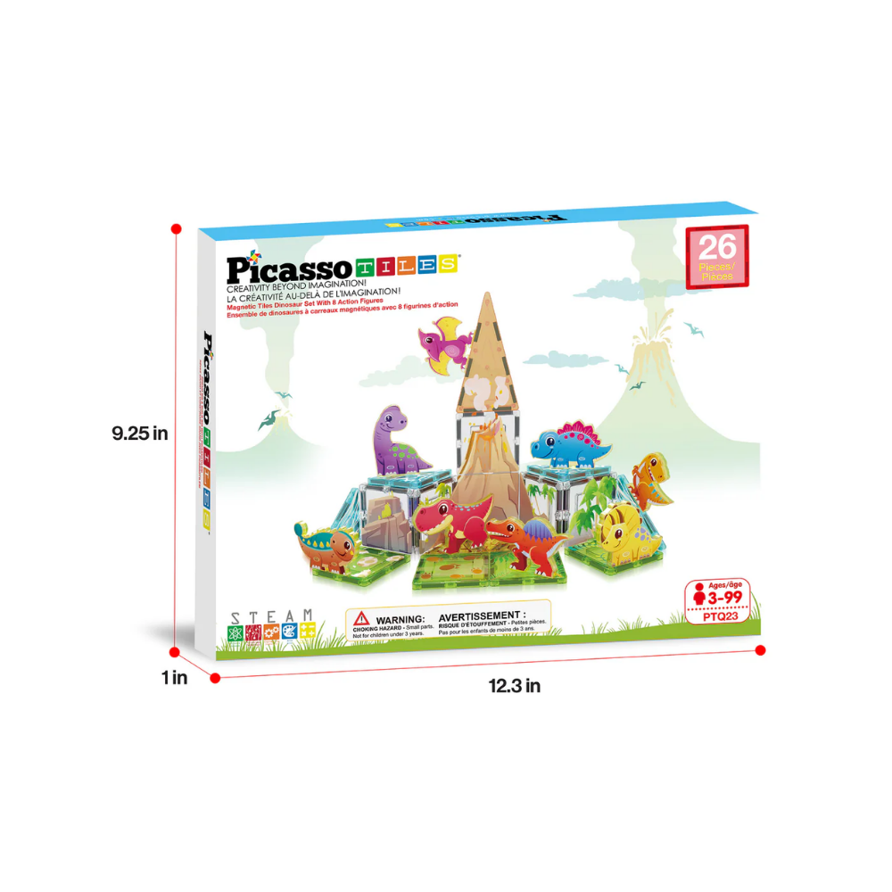 Picasso Tiles | Set de Mosaicos Magnéticos de Dinosaurio 26 pc