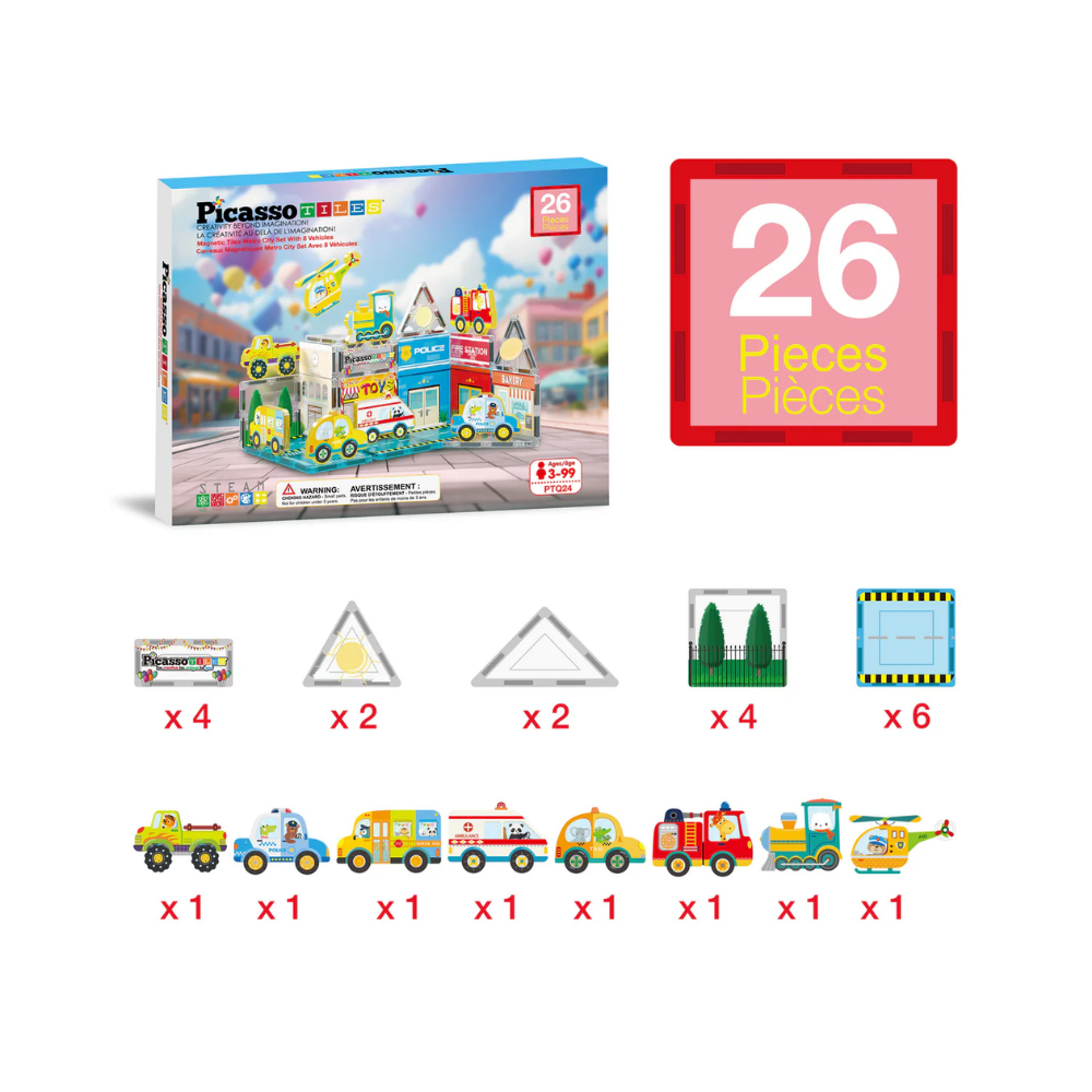 Picasso Tiles | Set de juego de Mosaicos Magnéticos Metro City