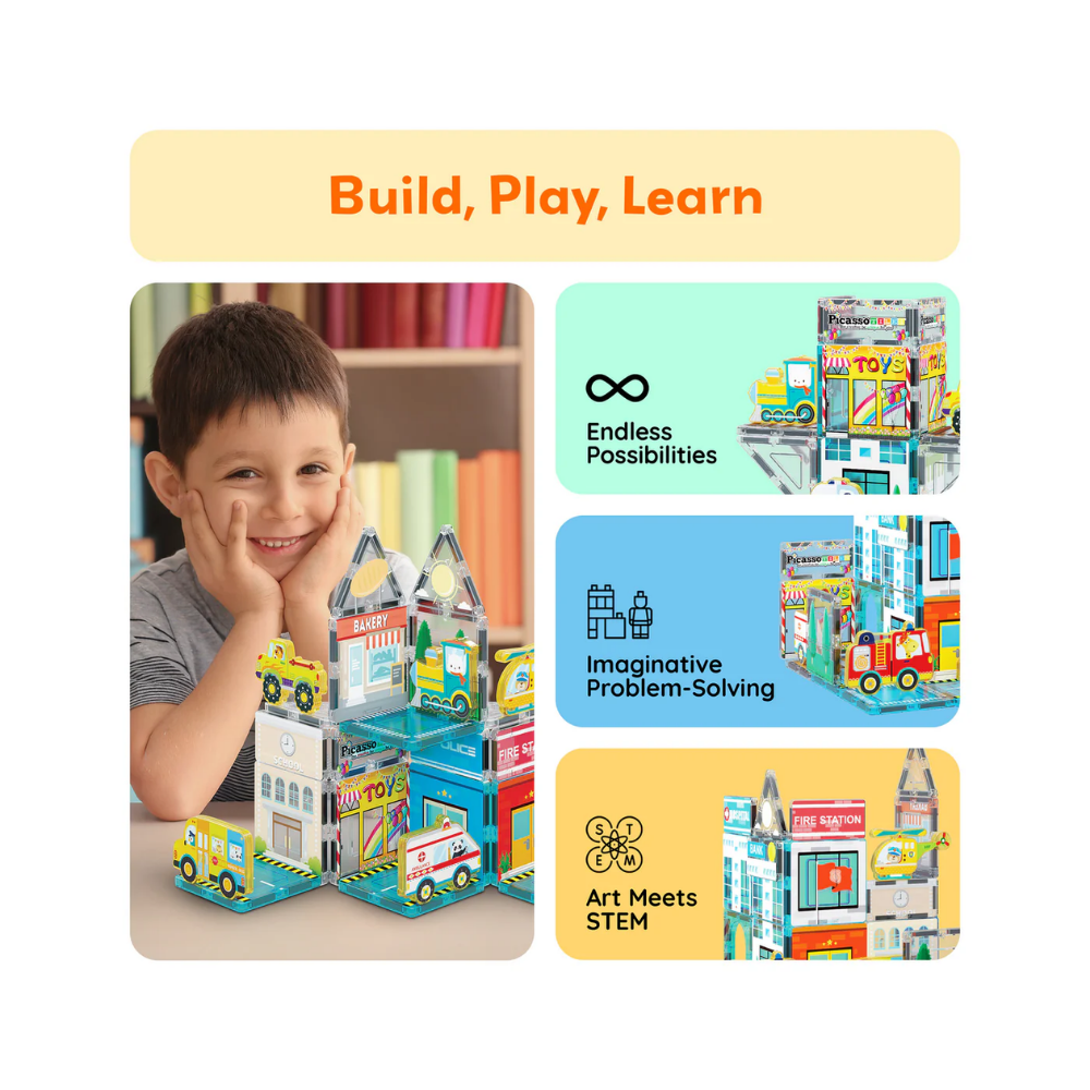 Picasso Tiles | Set de juego de Mosaicos Magnéticos Metro City