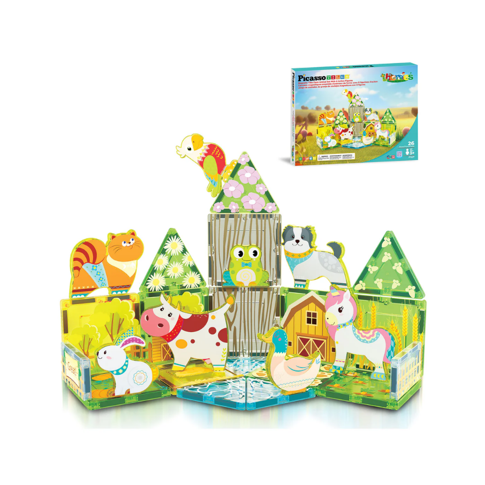 Picasso Tiles | Bloques Magnéticos y 8 Animales de Granja