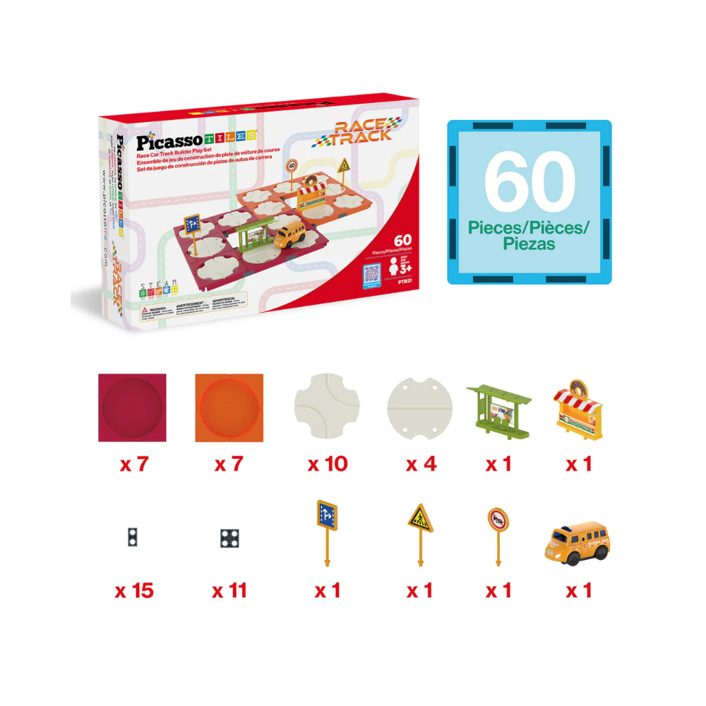 Picasso Tiles | Set de Bloques reversible para Pista de Carreras