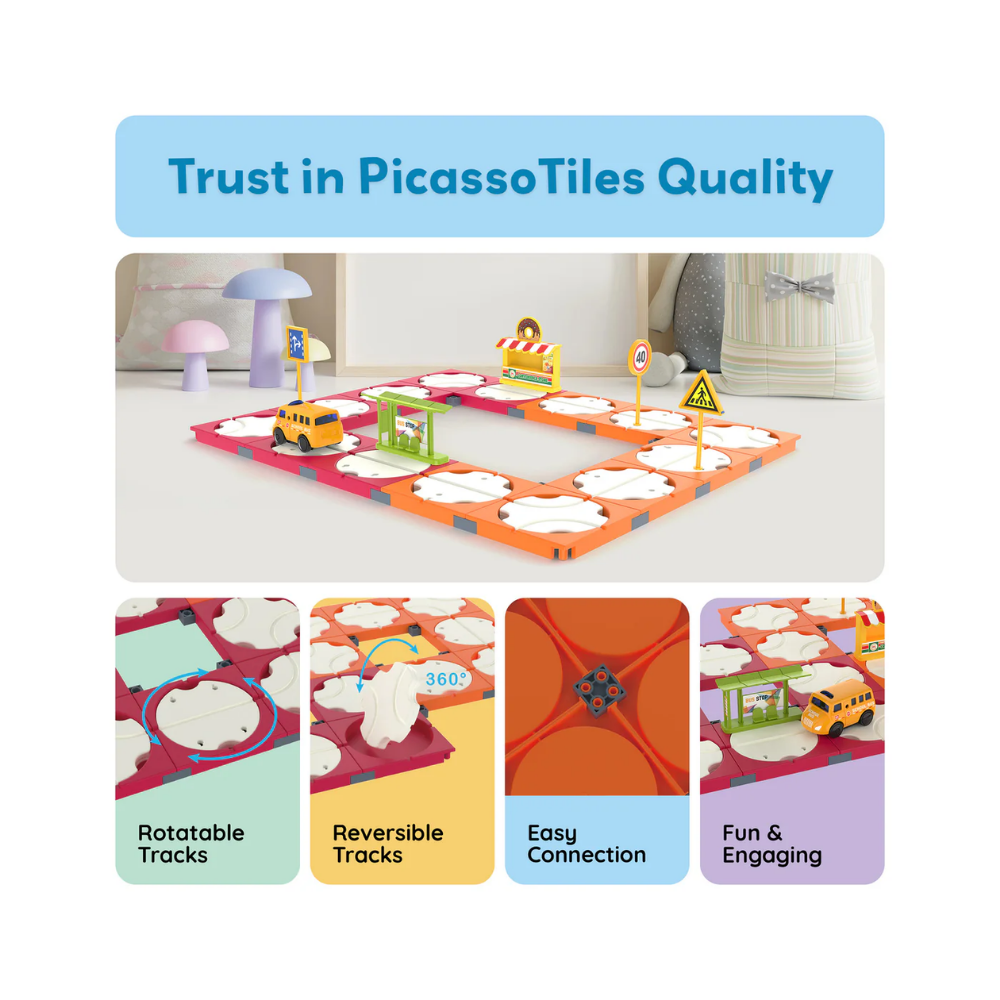 Picasso Tiles | Set de Bloques reversible para Pista de Carreras