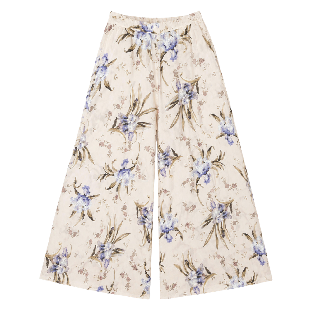 Olea | Pantalón Palazzo de Satén Ligero con Estampado para Dama