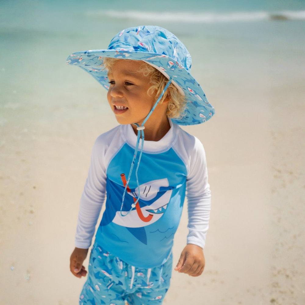 Flap Happy | Top de Natación con Protección UPF 50 y Estampado de Tiburones para Snorkel