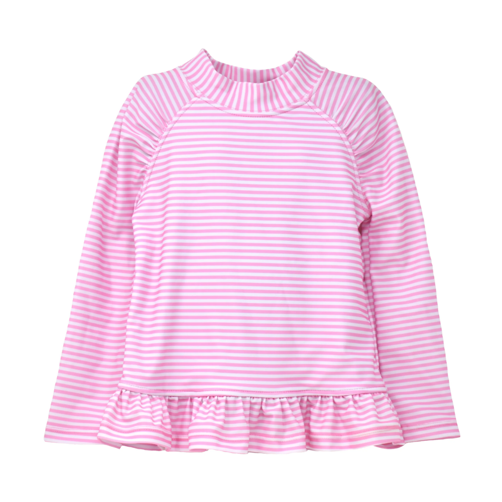 Flap Happy | Camiseta Protectora con Volantes UPF 50 Rayas Dulce Rosa