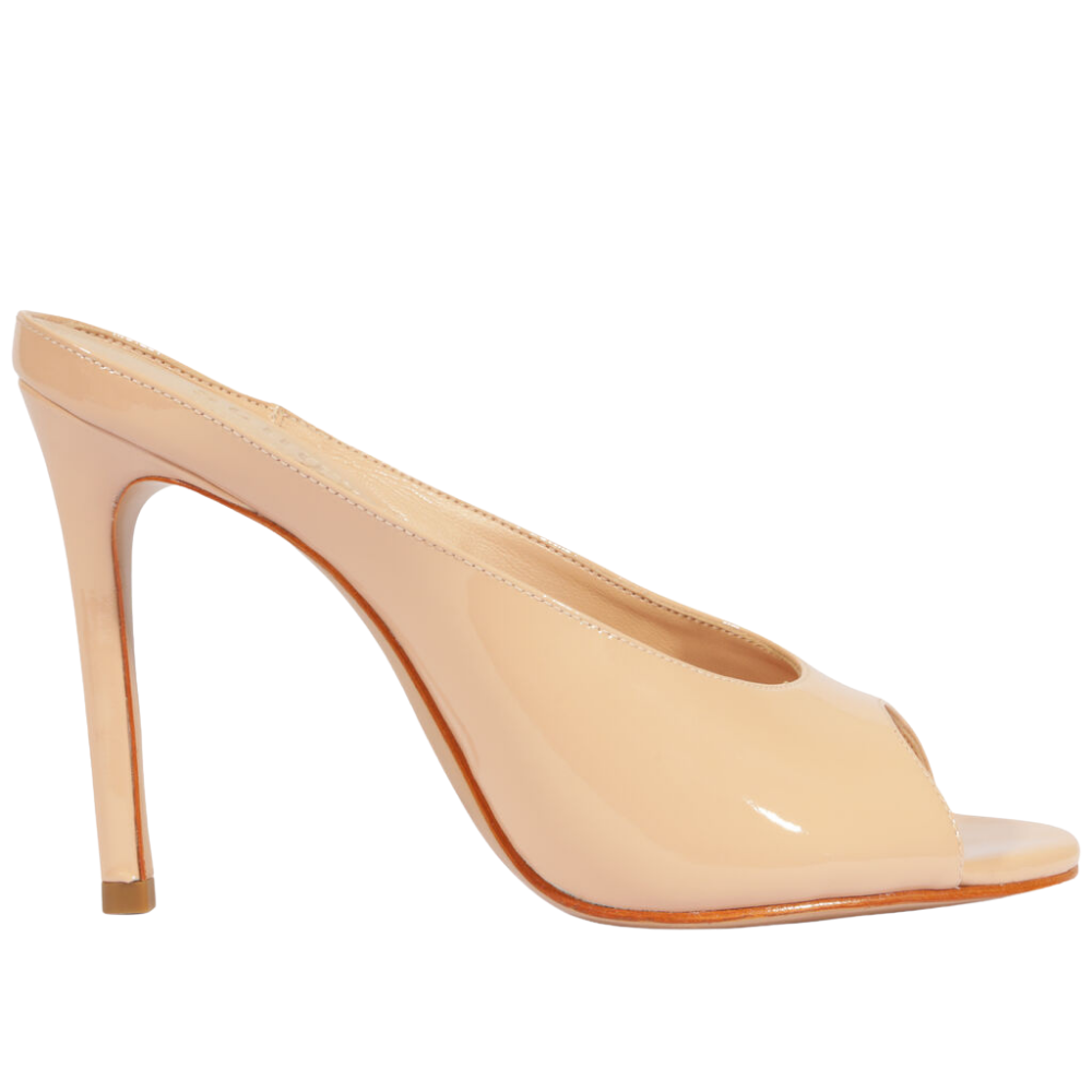 Schutz |  Mule Schutz en charol nude con diseño minimalista