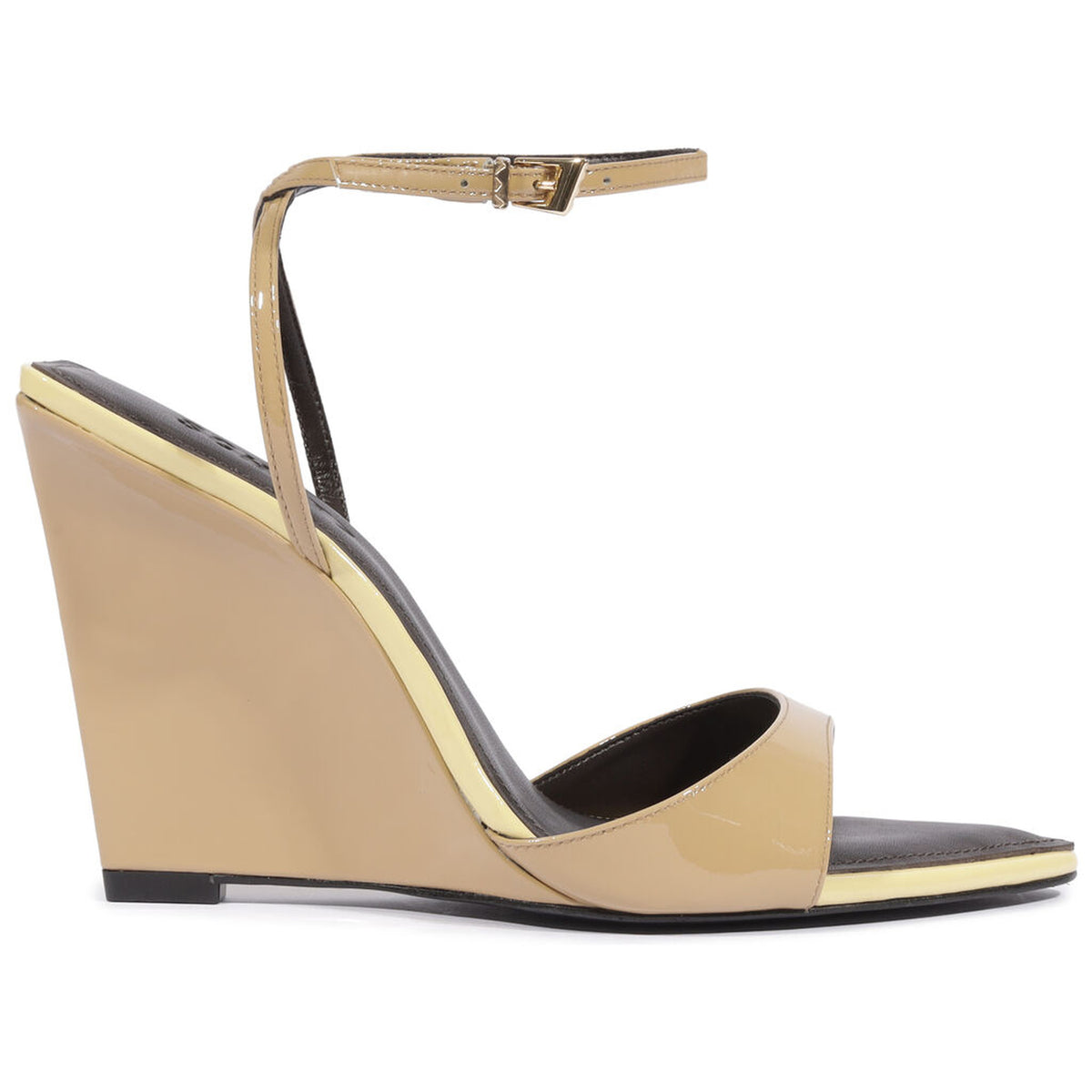 Schutz | Sandalia de cuña con ribete metálico - Beige claro
