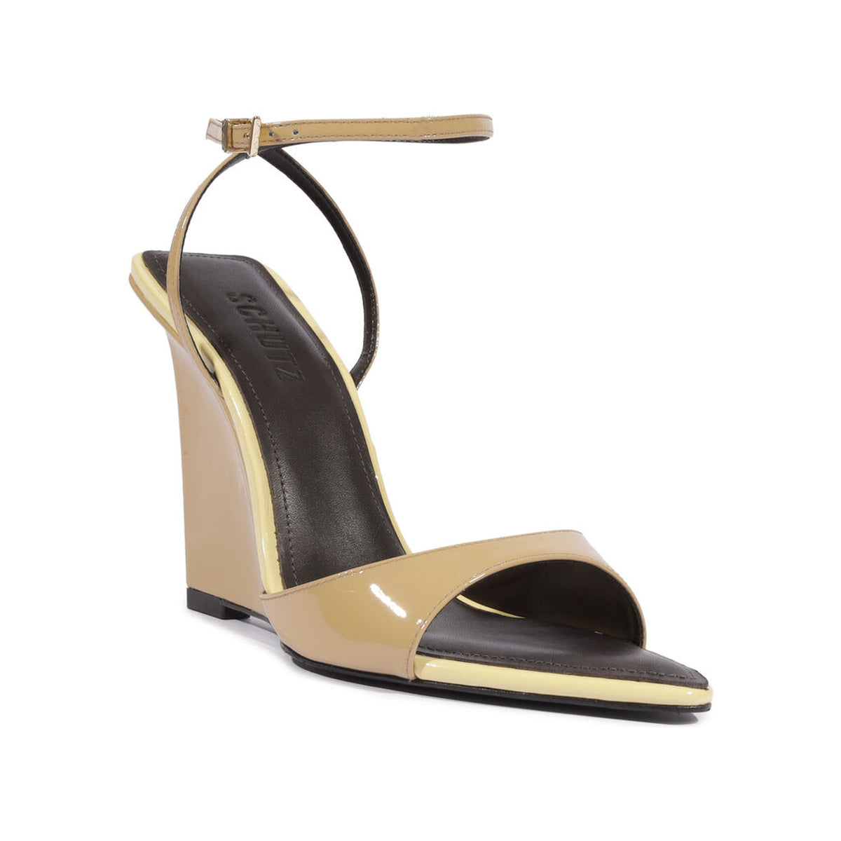 Schutz | Sandalia de cuña con ribete metálico - Beige claro