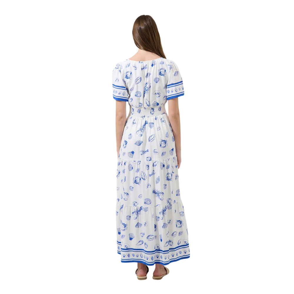 Vestido Maxi Fruncido Estampado para Dama