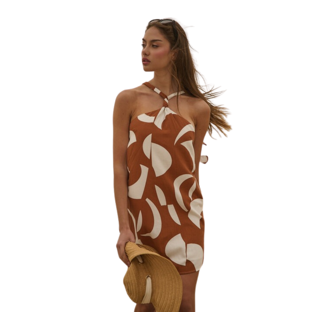Vestido Mini Halter Abstracto para Dama