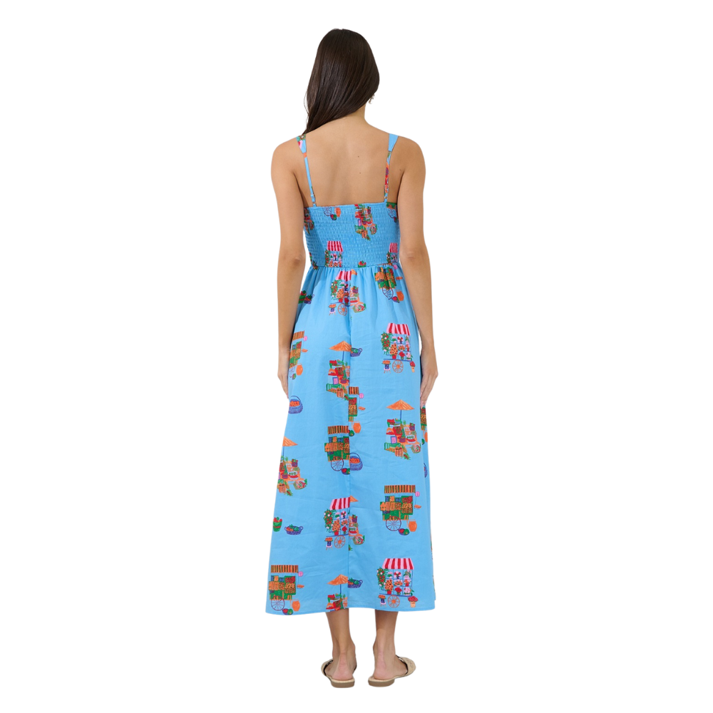 Vestido Maxi Fruncido Floral para Dama