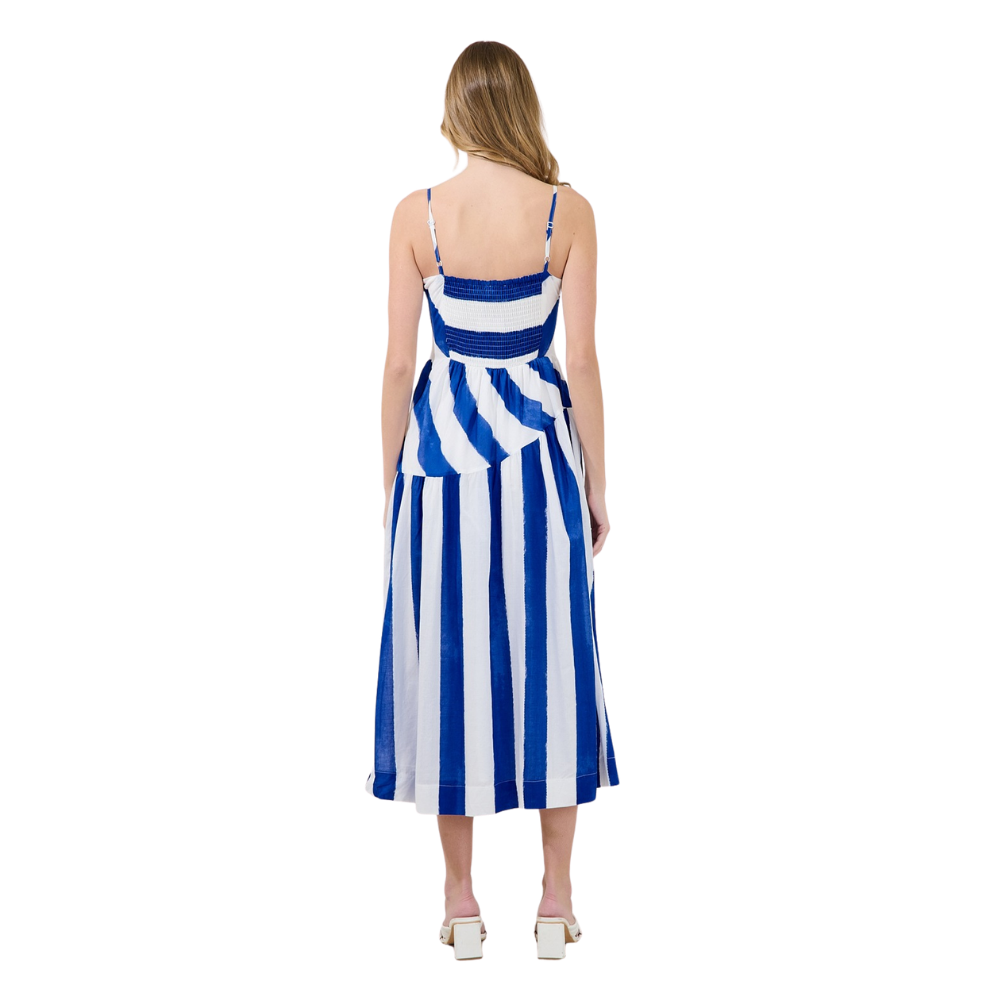 Vestido Midi Asimétrico a Rayas para Dama