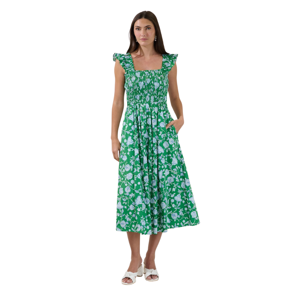 Vestido Midi Fruncido Floral para Dama