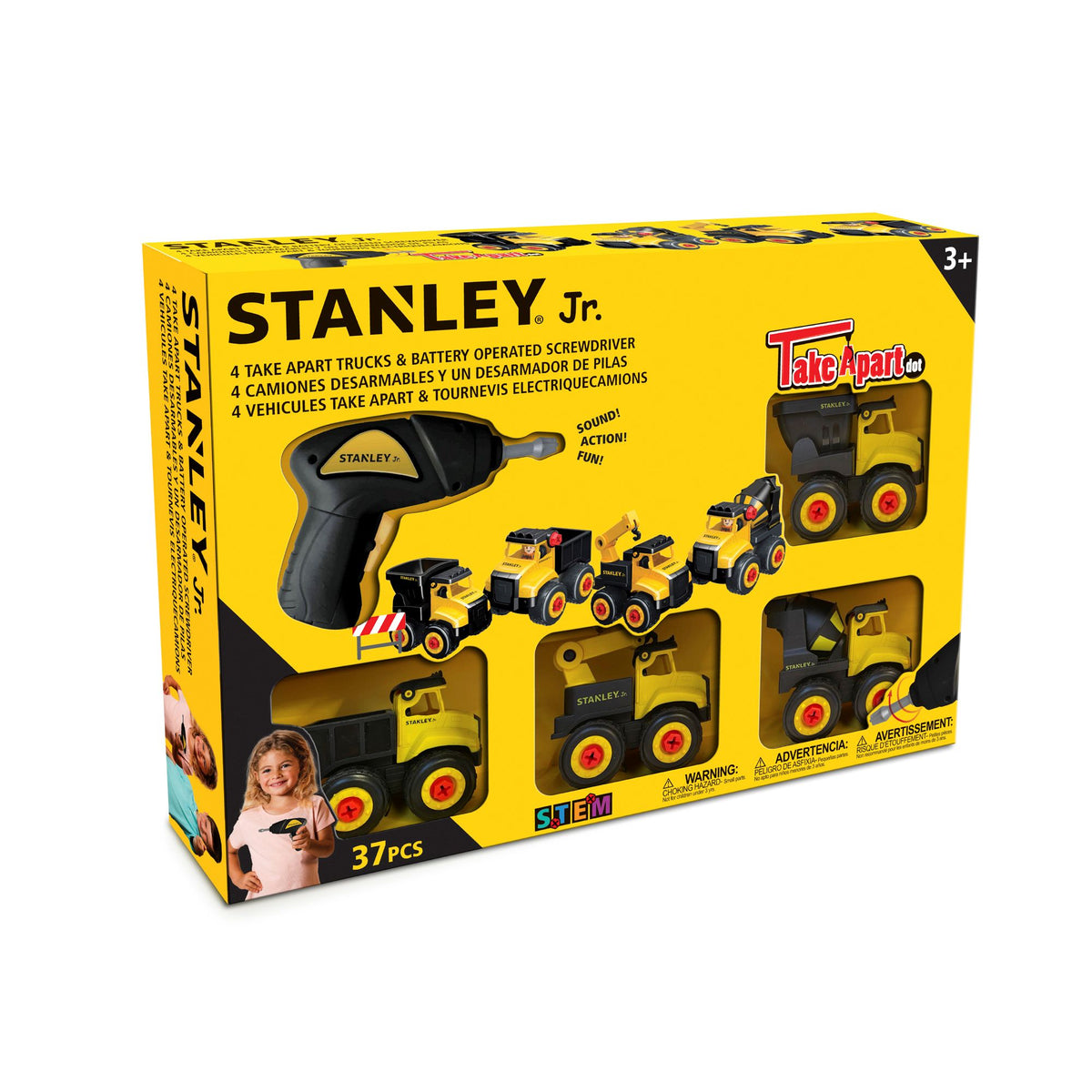 Stanley | Set Camiones de Construcción Desarmables con Taladro Stanley Jr.