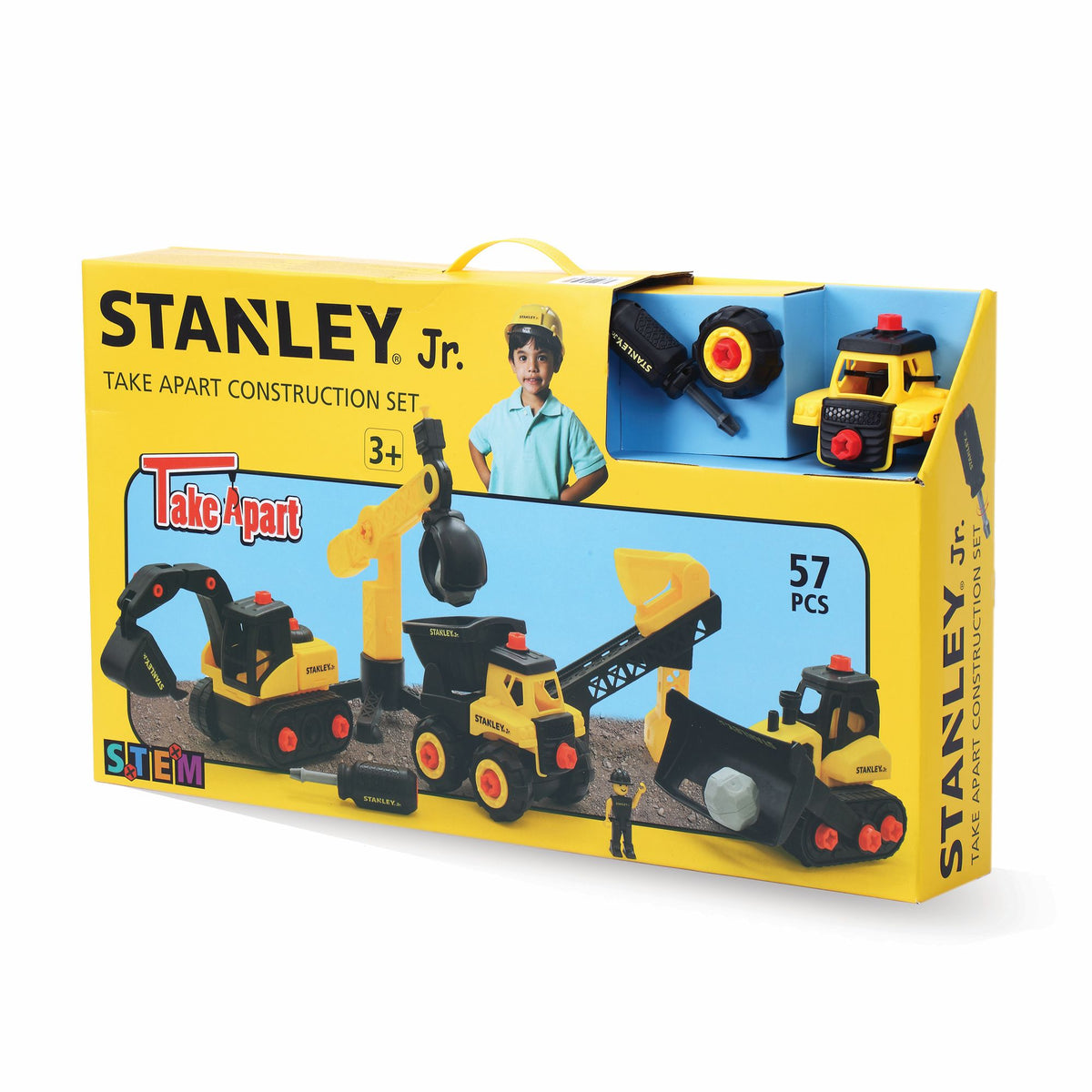Stanley | Set Camiones de Construcción Desarmables con Taladro Stanley Jr.