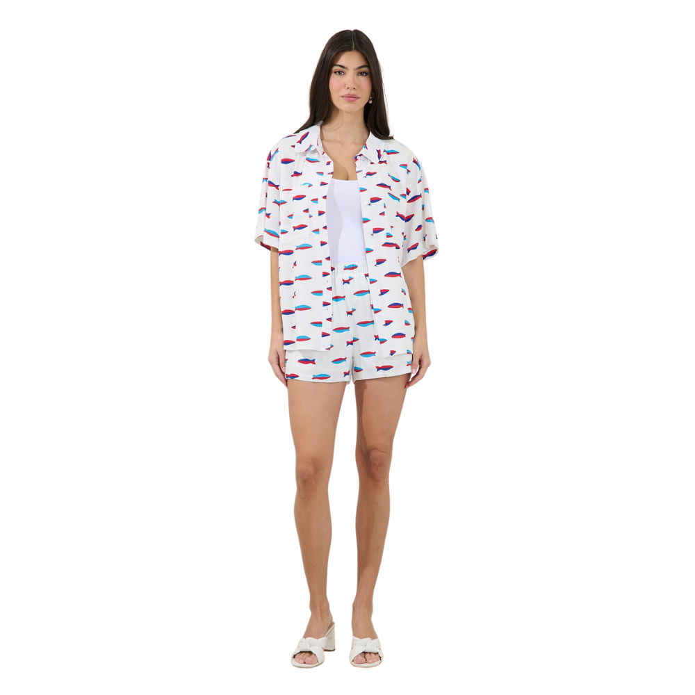 Camisa de Manga Corta Estampada para Dama