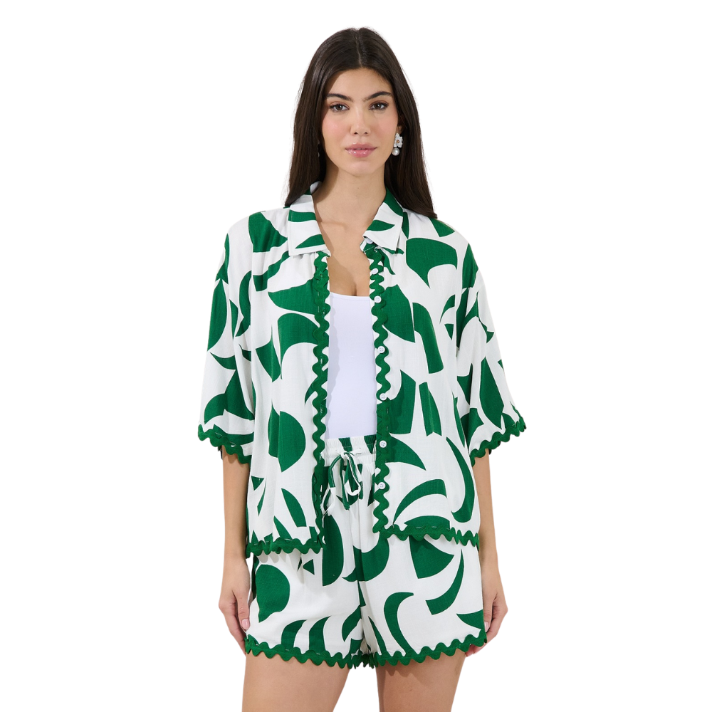 Camisa Abotonada Abstracta para Dama