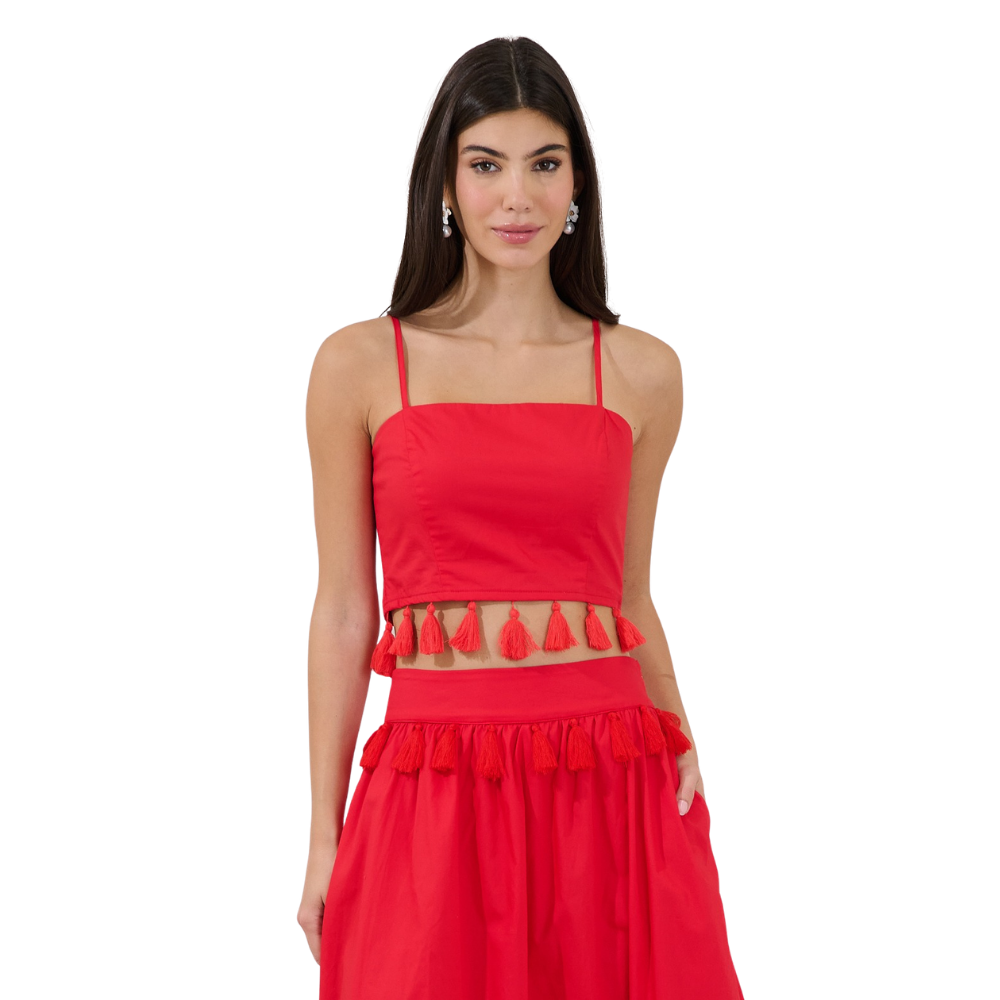 Top Camisero con Borlas para Dama