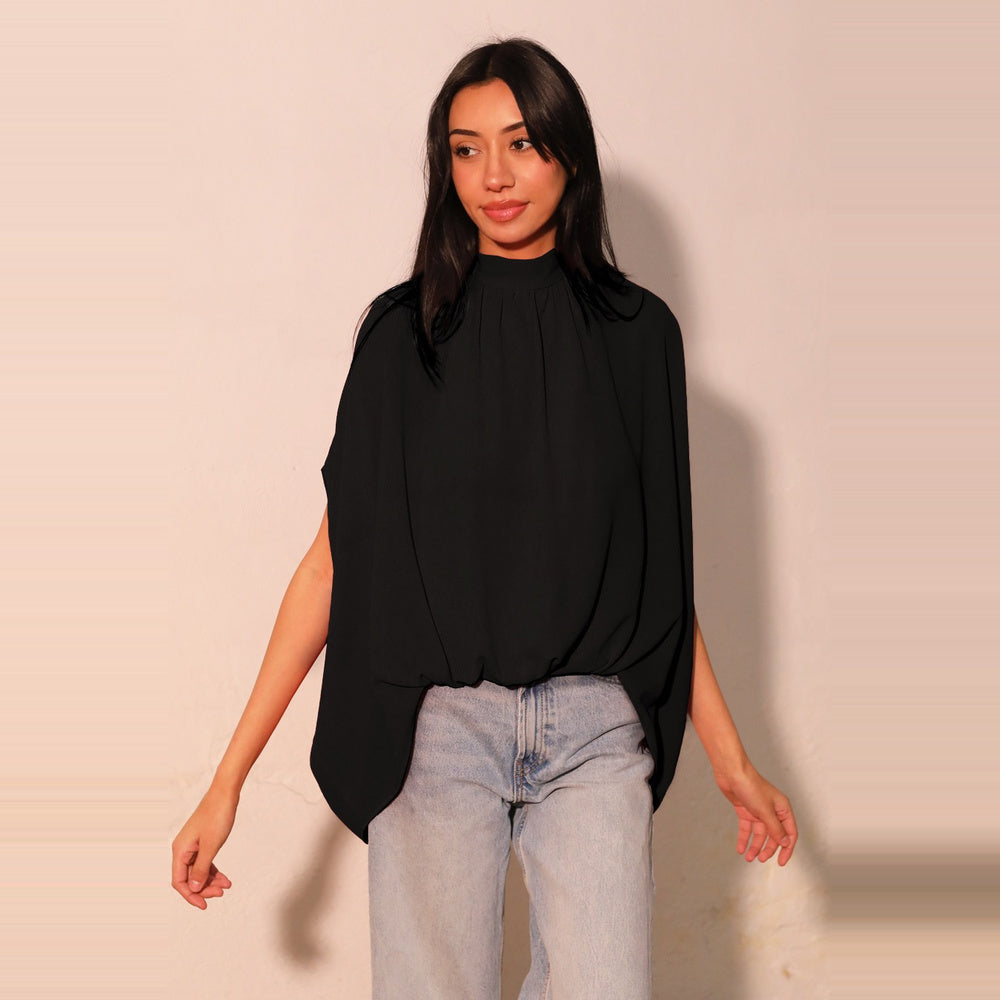 Top Caftán Texturizado de Cuello Alto para Dama