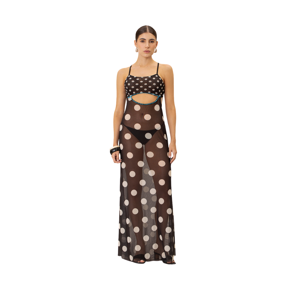 Elissia Long Dress Onda de Mar vestido largo estampado print - vista frontal