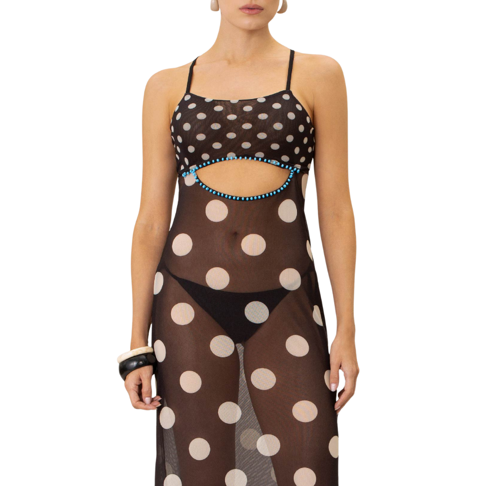 Elissia Long Dress Onda de Mar vestido largo estampado print - detalle estampado