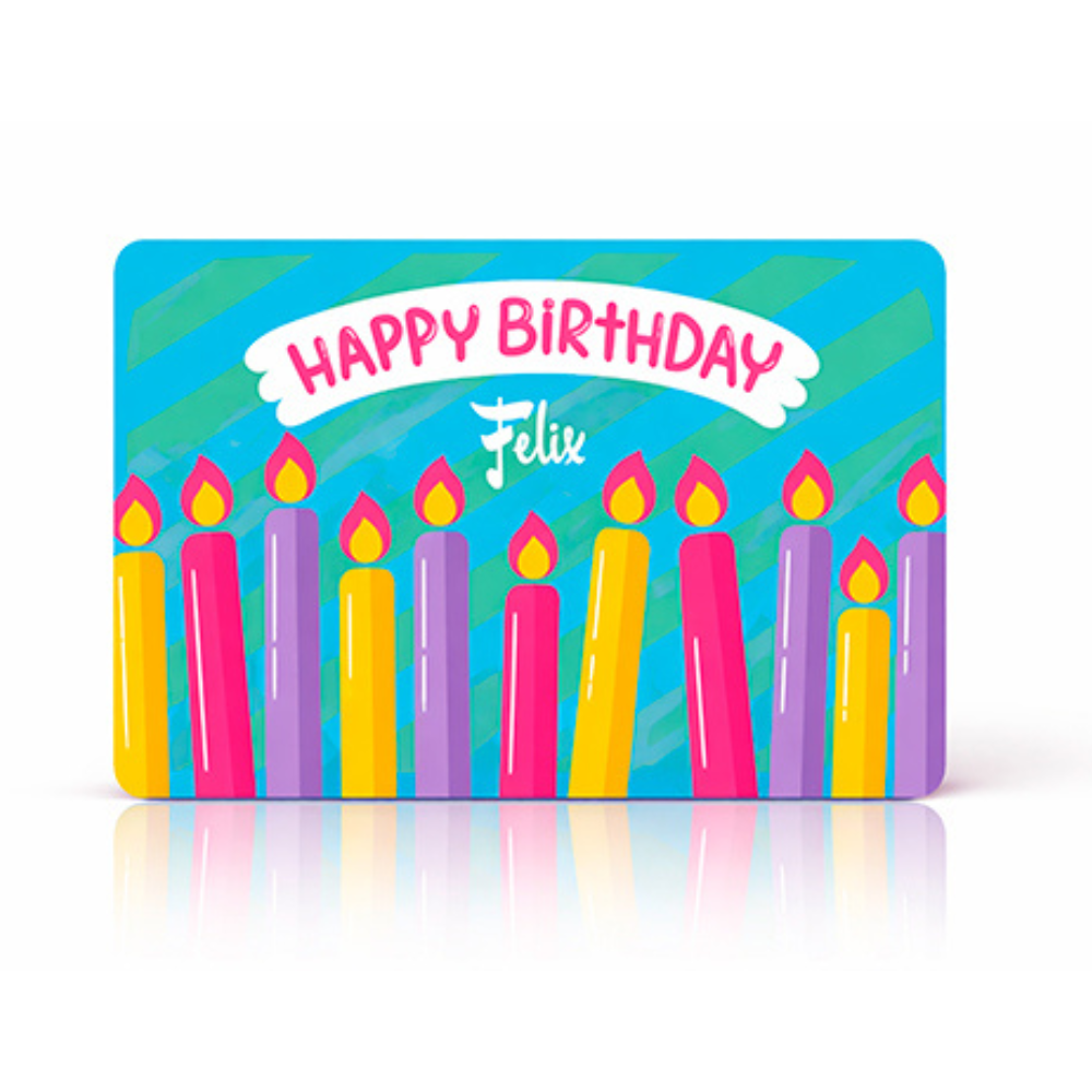 Gift Card - Diseño de Velas de Colores 25.00$
