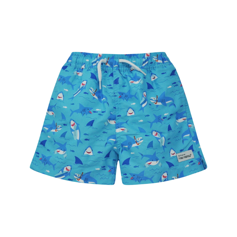 Flap Happy | Bañador Wesley con forro de malla y protección solar UPF 50 Tiburones para hacer esnórquel