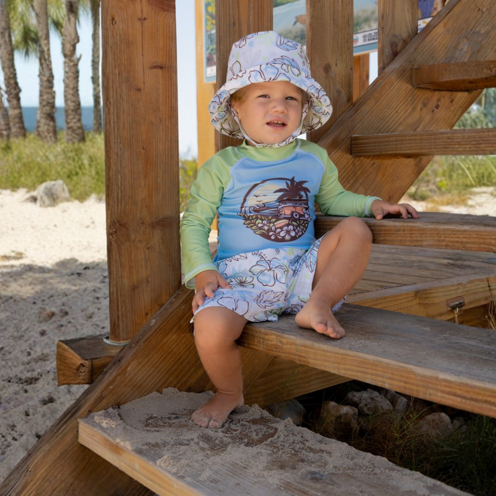 Flap Happy | Traje de baño Wesley con forro interior de malla y protección solar UPF 50 Vintage Paradise