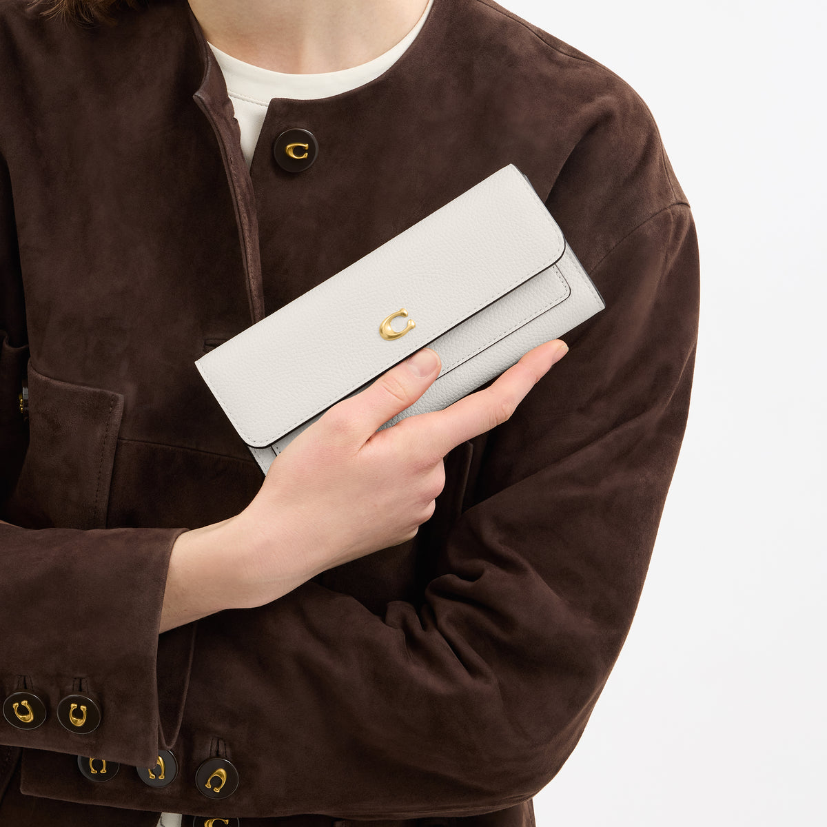Coach Cartera Mila con solapa larga de piel granulada pulida