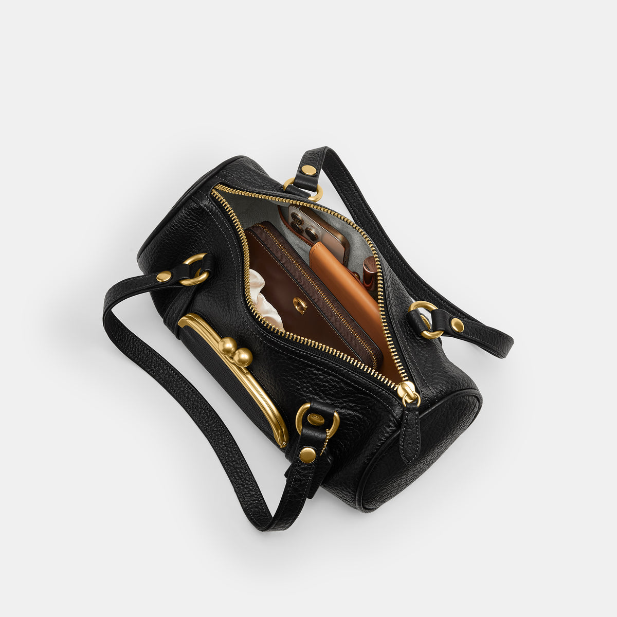 Coach | Bolso Kisslock Barrel de Cuero Granulado