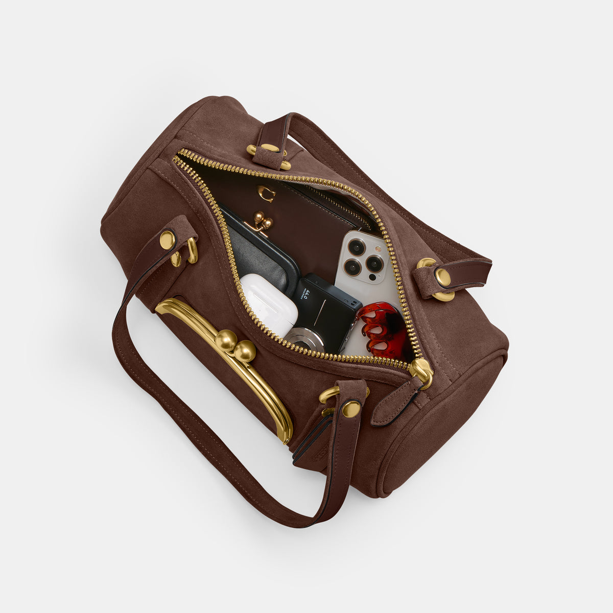 Coach | Bolso Kisslock Barrel de Gamuza