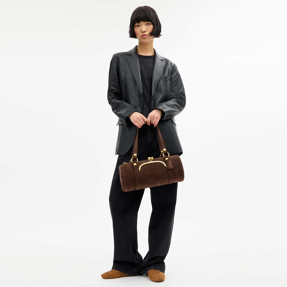 Coach | Bolso Kisslock Barrel de Gamuza