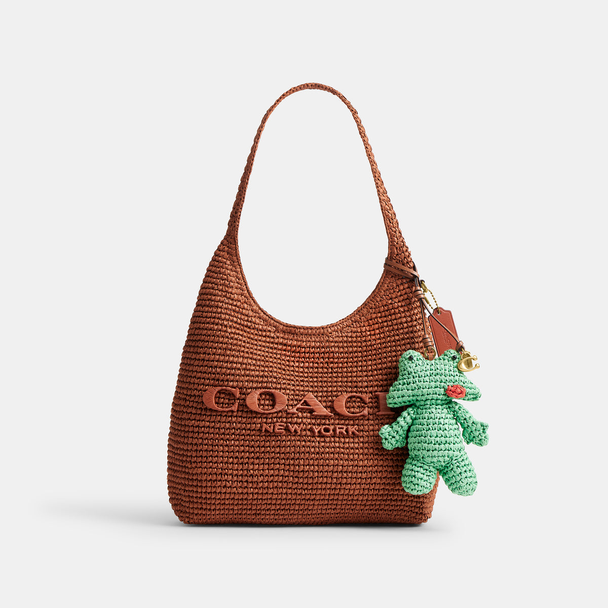 Coach Charm de cartera de paja