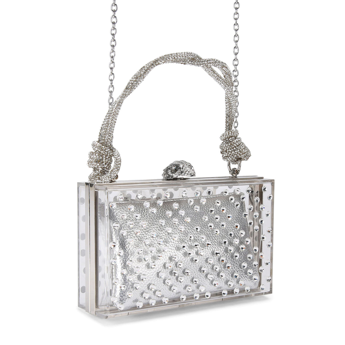 Kurt Geiger | Macrame Handle Box Clutch Silver , U