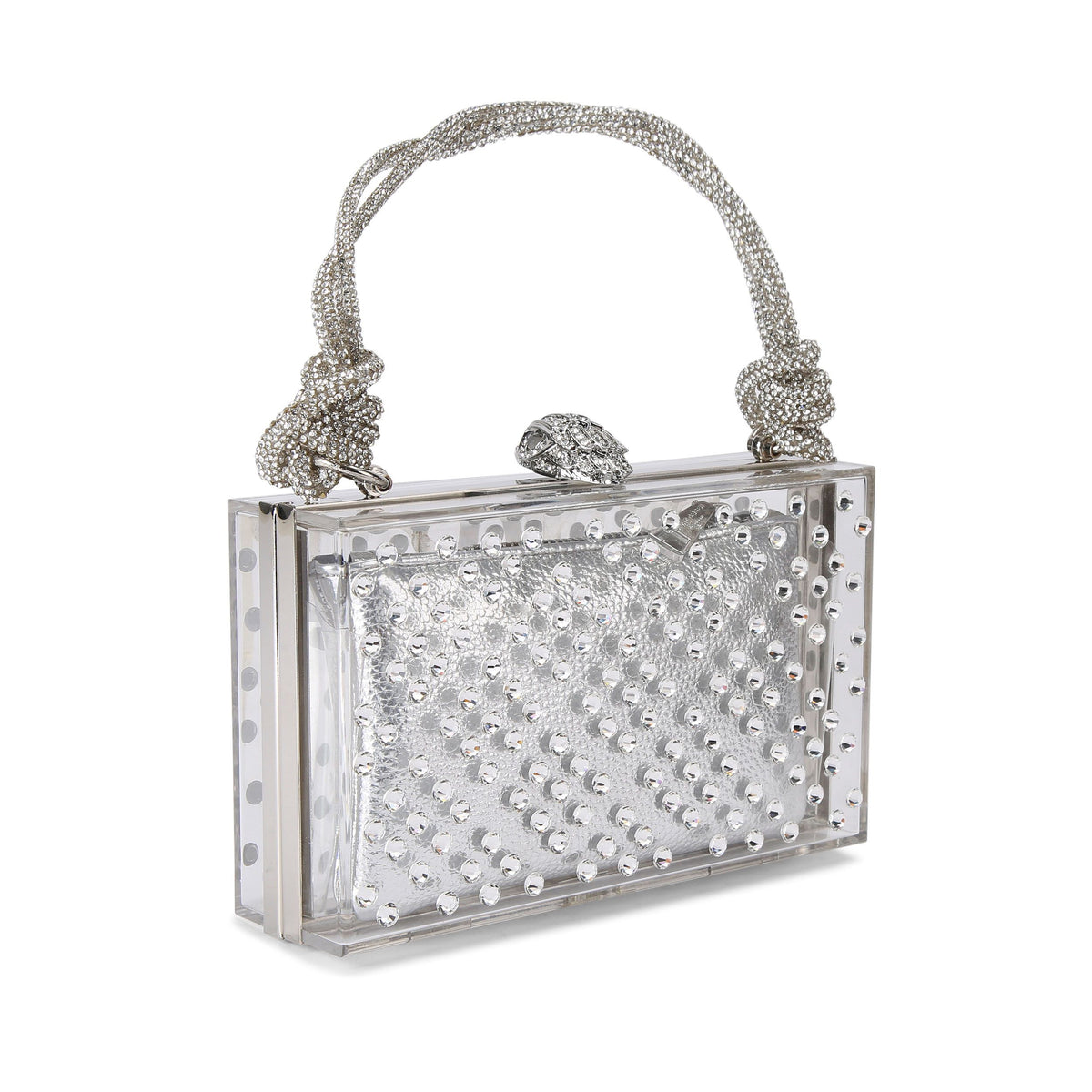 Kurt Geiger | Macrame Handle Box Clutch Silver , U