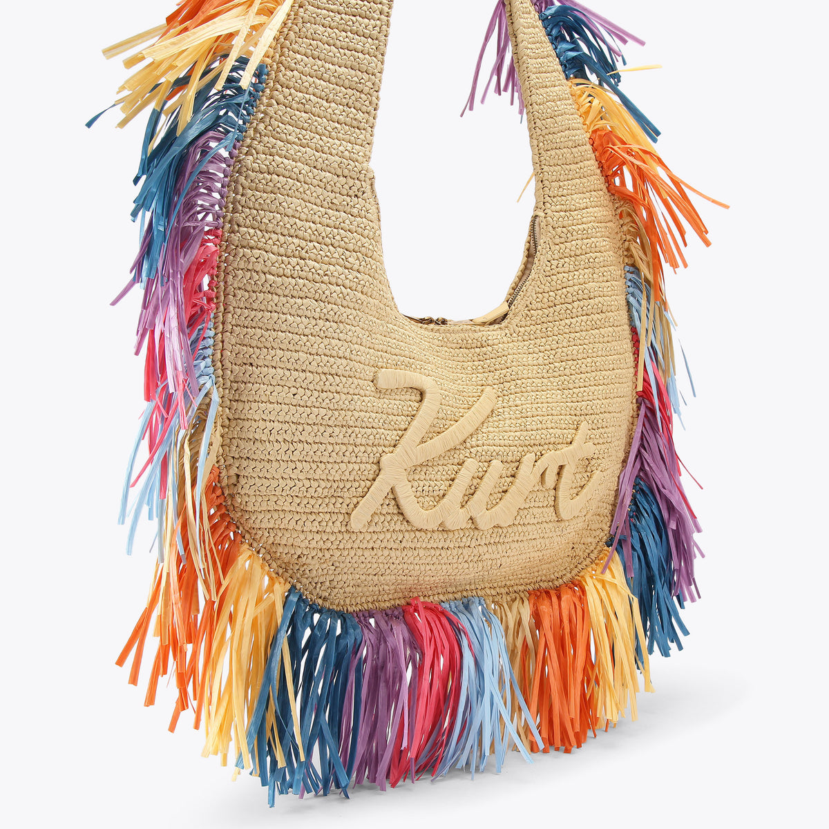 Kurt Geiger | Bolso Hobo Grande Kurt de Rafia con Flecos