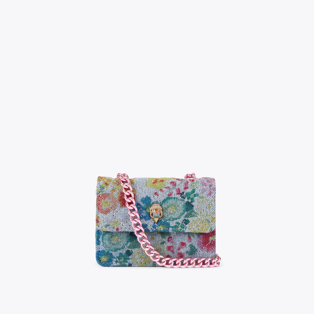 Kurt Geiger | Bolso Micro Kensington de Denim Floral Azul