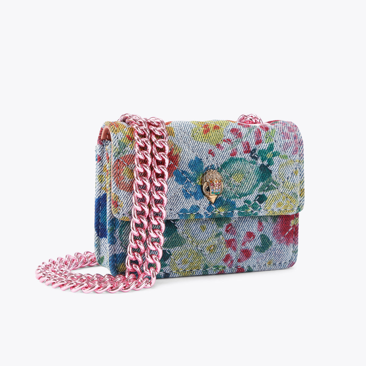 Kurt Geiger | Bolso Micro Kensington de Denim Floral Azul
