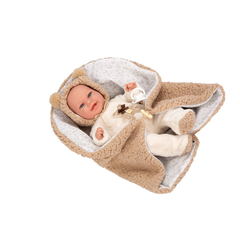 Arias | Muñeca con Peso Elegance Babyto Marrón Osito con Manta