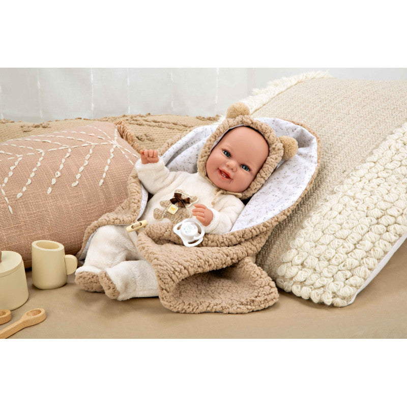 Arias | Muñeca con Peso Elegance Babyto Marrón Osito con Manta