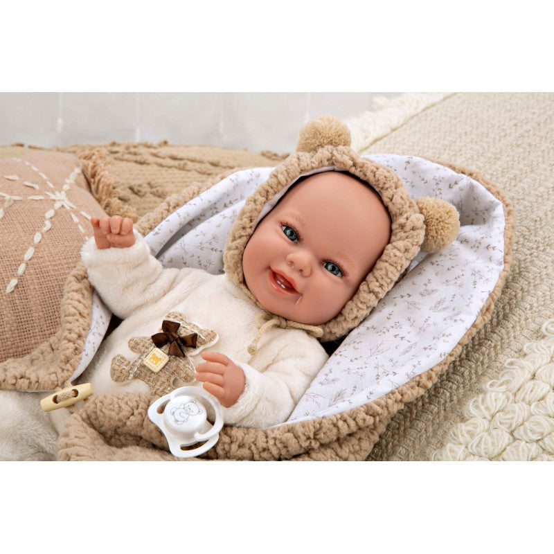 Arias | Muñeca con Peso Elegance Babyto Marrón Osito con Manta