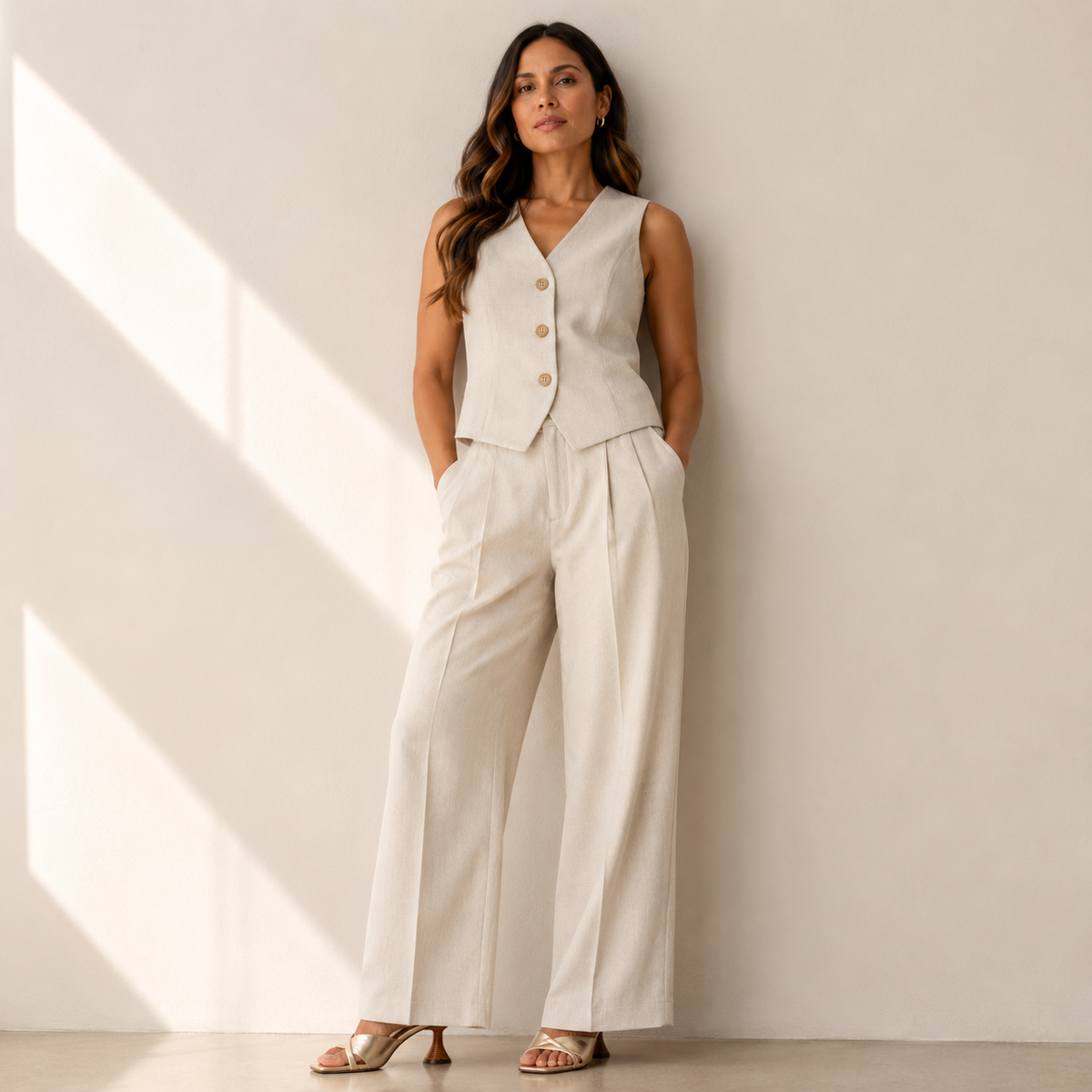 Olea | Pantalón de Pierna Amplia con Pliegues para Dama